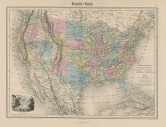 Antike Karte von Nordamerika von Migeon '1880'