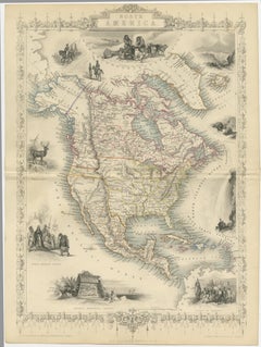 Antique Map of North America by Tallis 'c.1850'