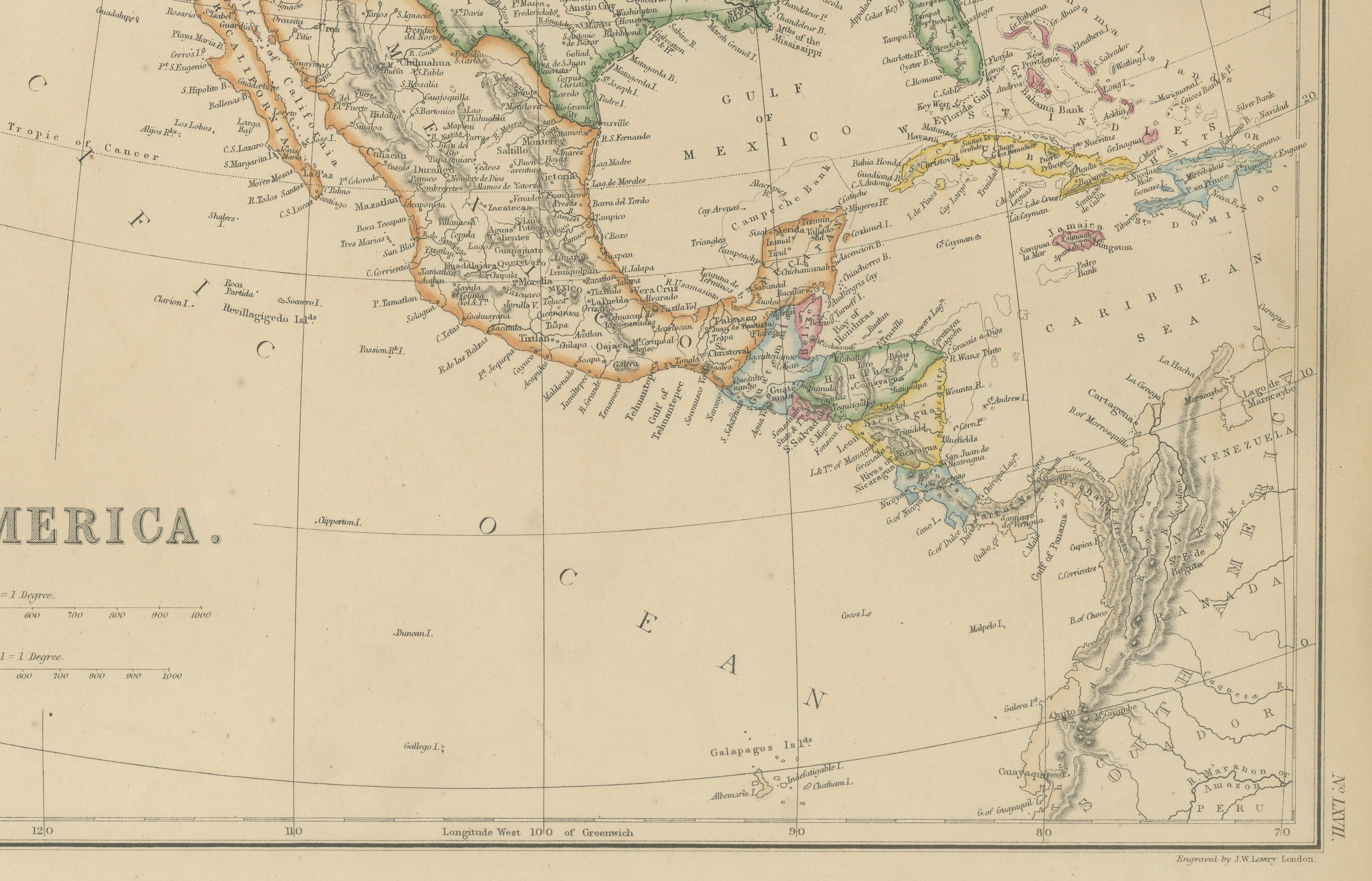 Antique Map of North America, Canada, United States and Mexico, 1860