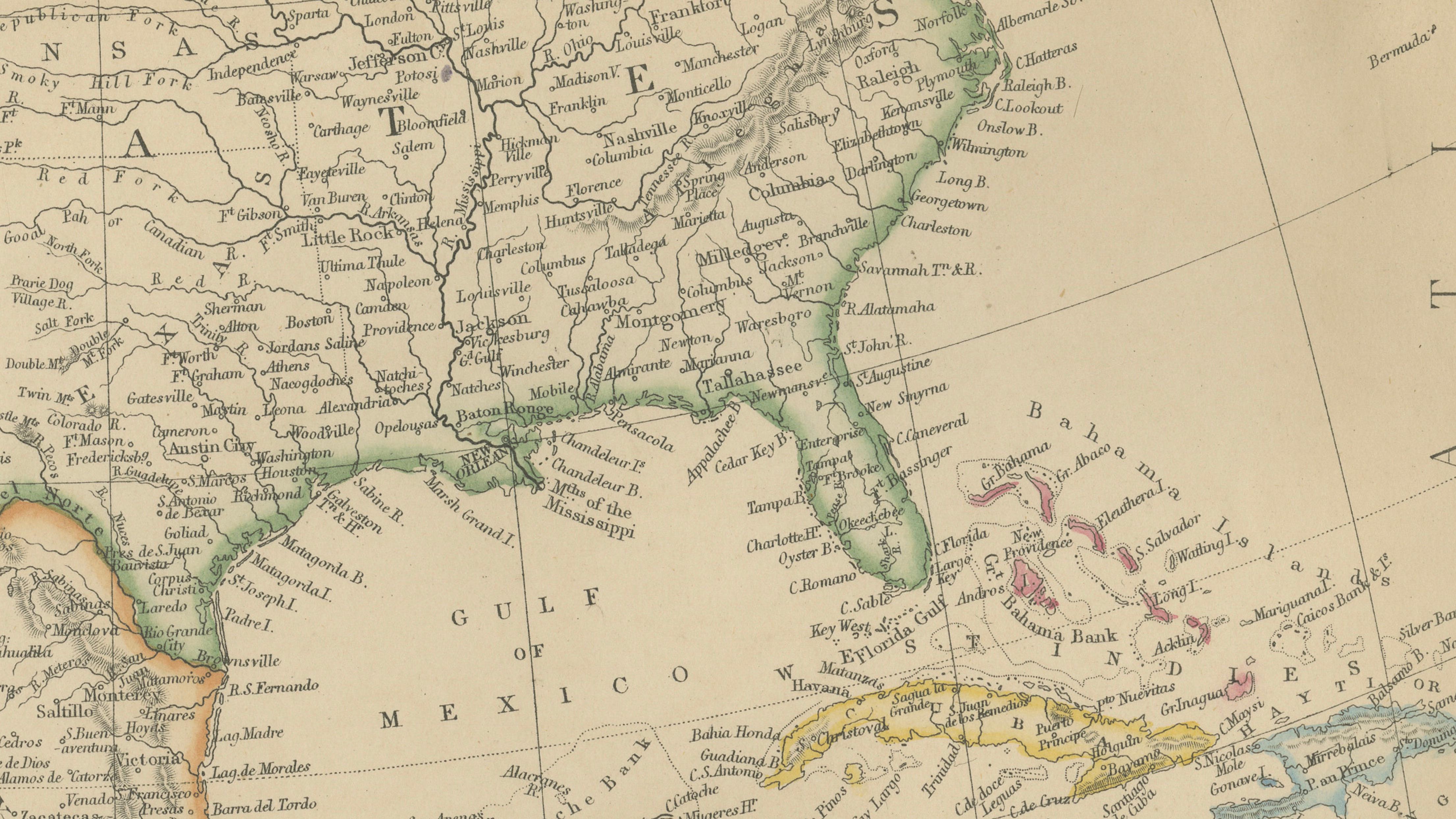 Antique Map of North America, Canada, United States and Mexico, 1860