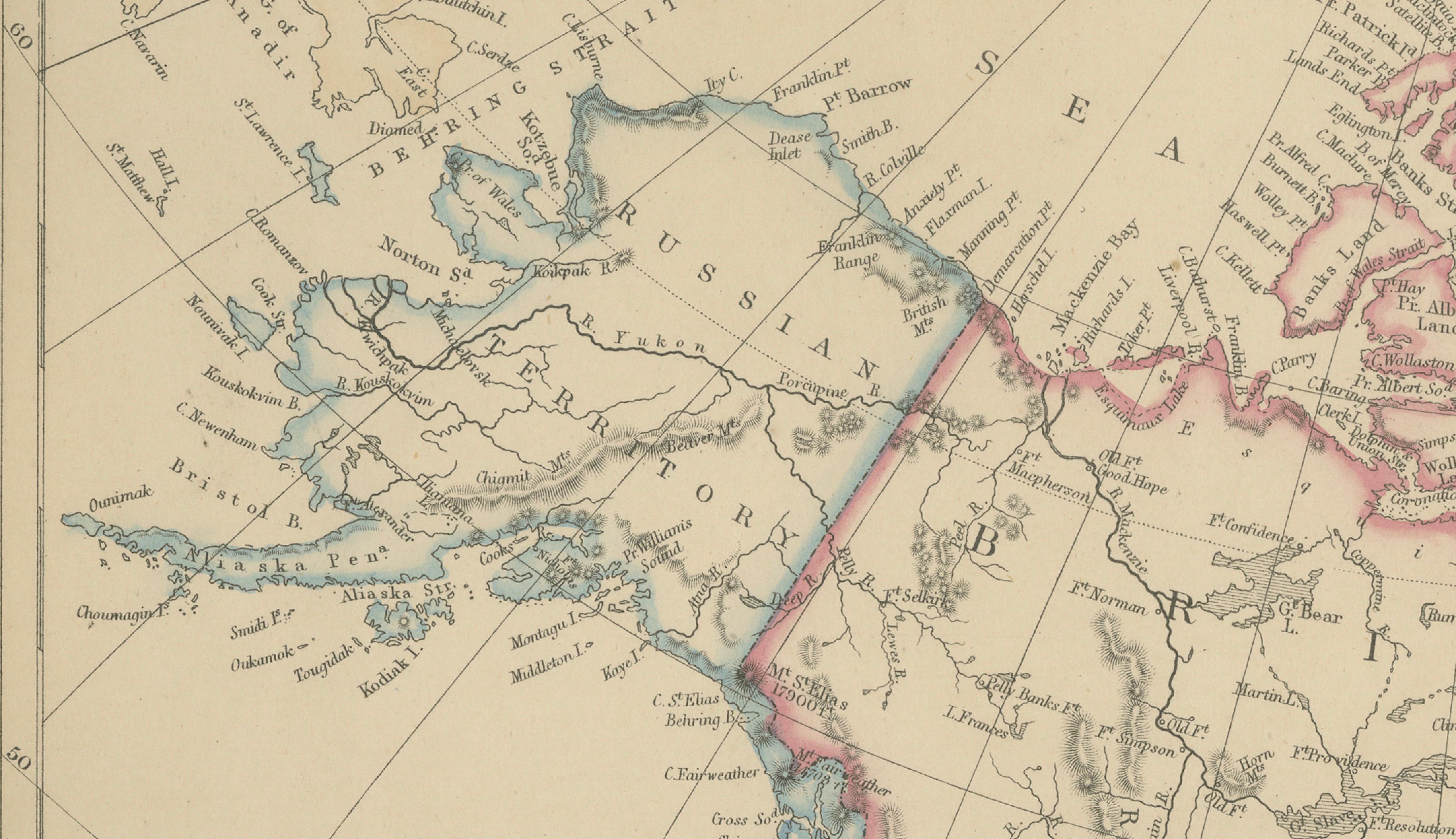 Antique Map of North America, Canada, United States and Mexico, 1860