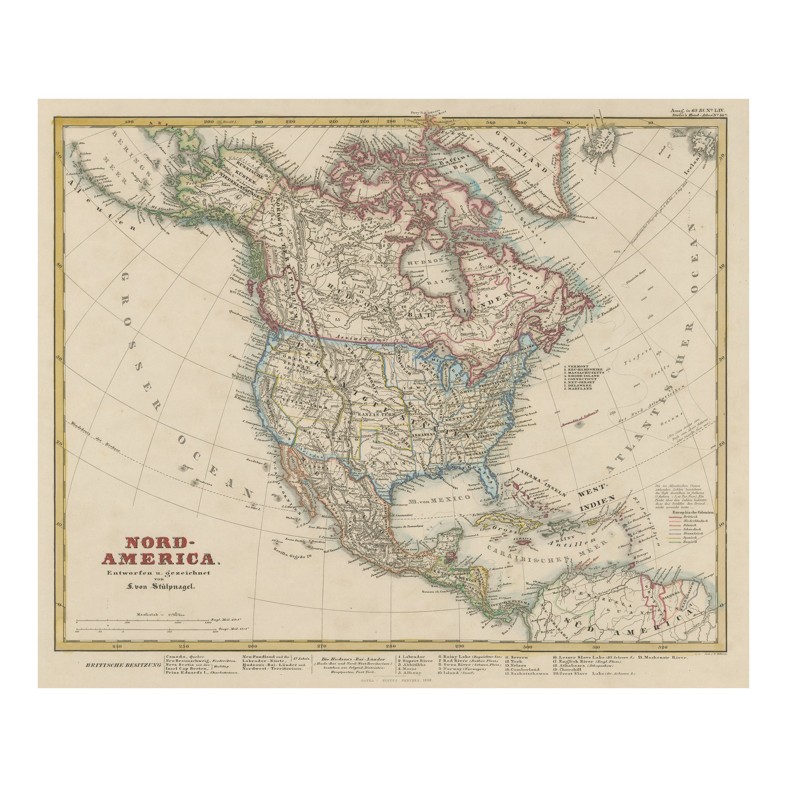 Mappa antica dell'America del Nord, incluse le Indie Occidentali