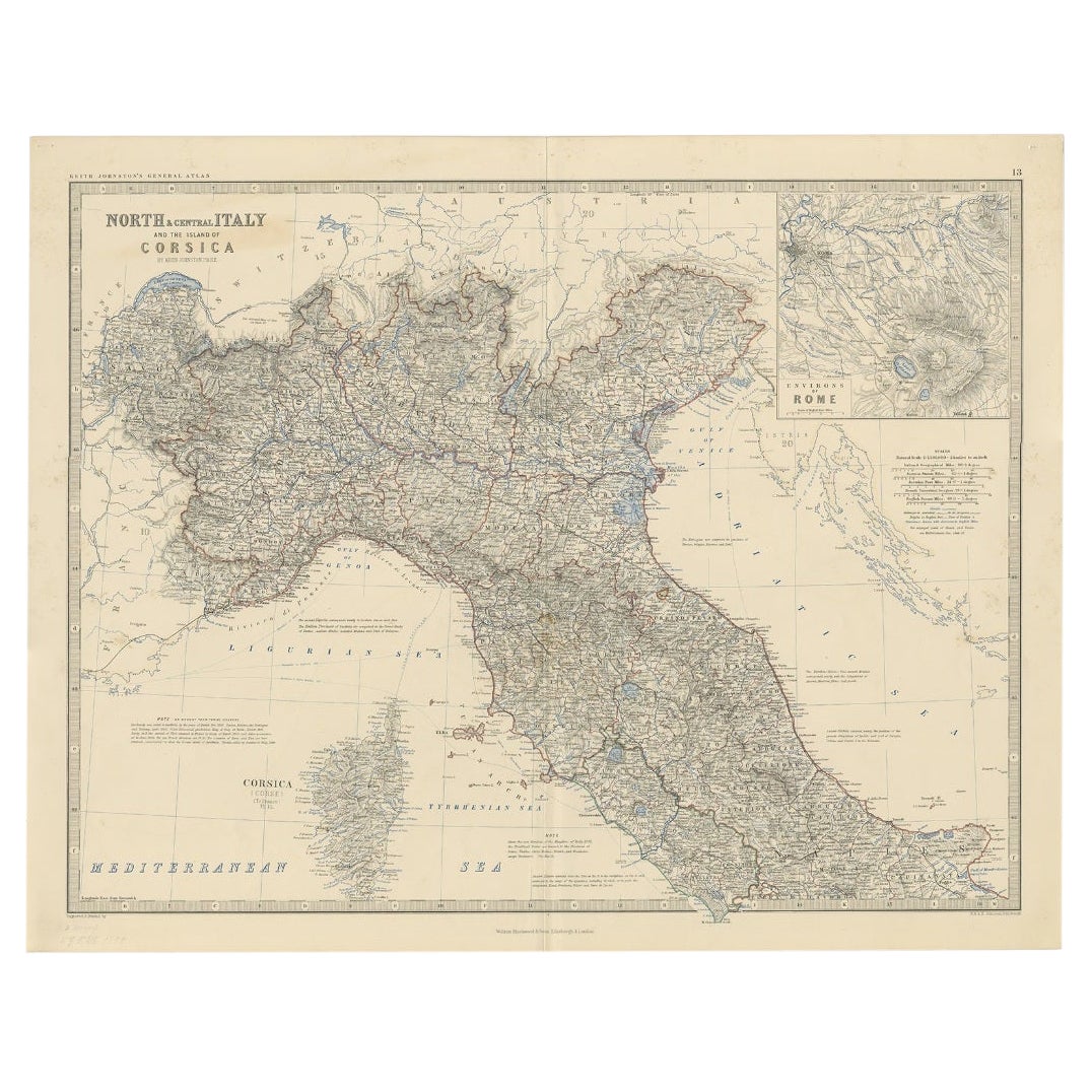 Carta geografica antica dell'Italia settentrionale e centrale e dell'isola di Corsica, 1860 ca.