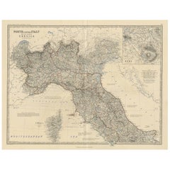 Antique Map of North and Central Italy by A.K. Johnston, 1865