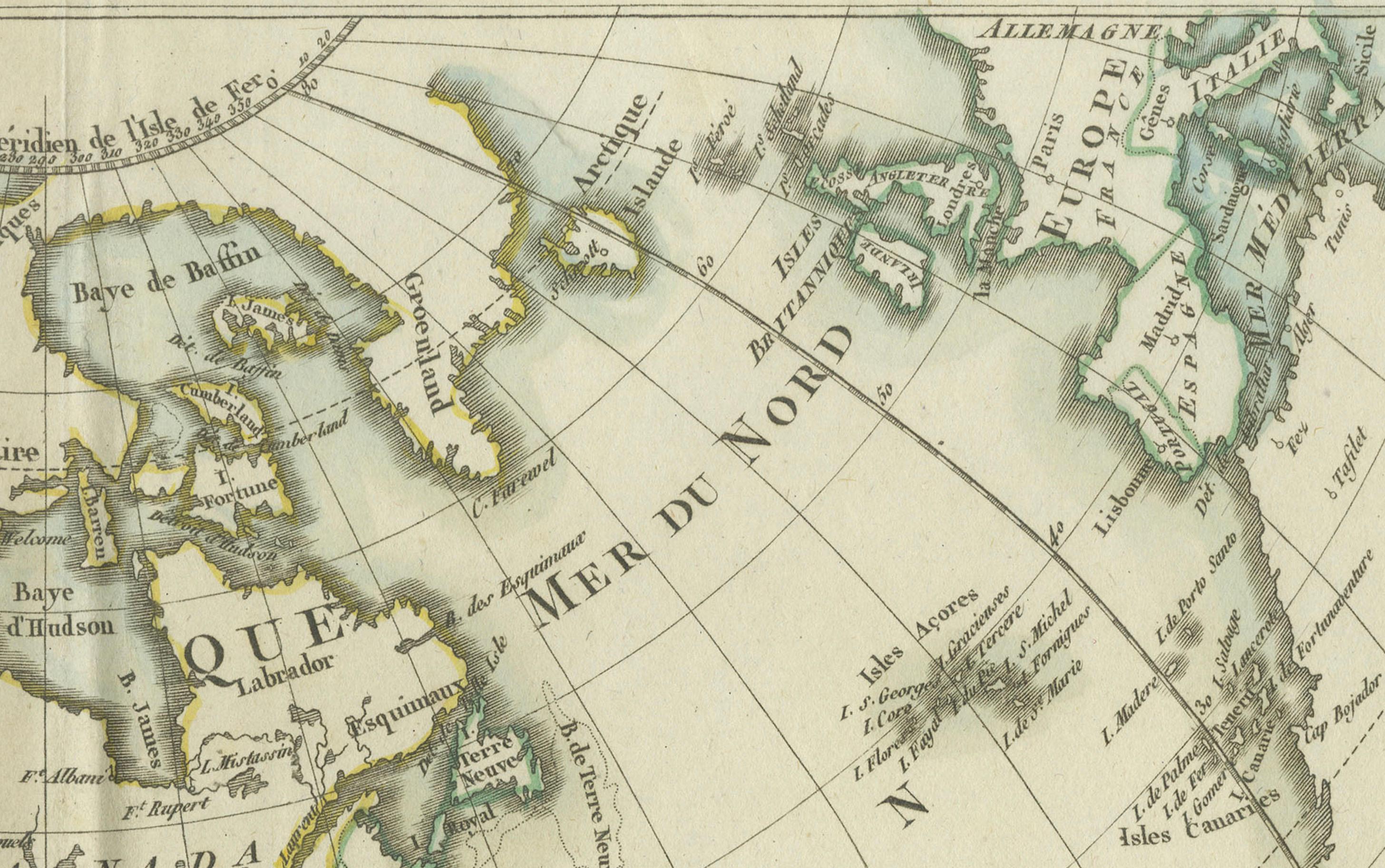 Antique Map of North and South America by Pierre Antoine Tardieu (1784-1869) In Good Condition For Sale In Langweer, NL