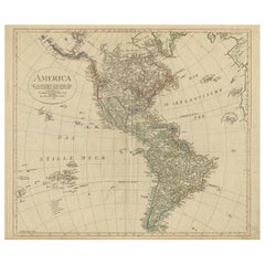 Antike Karte von Nord- und Südamerika von Schneider und Weigel, 1818