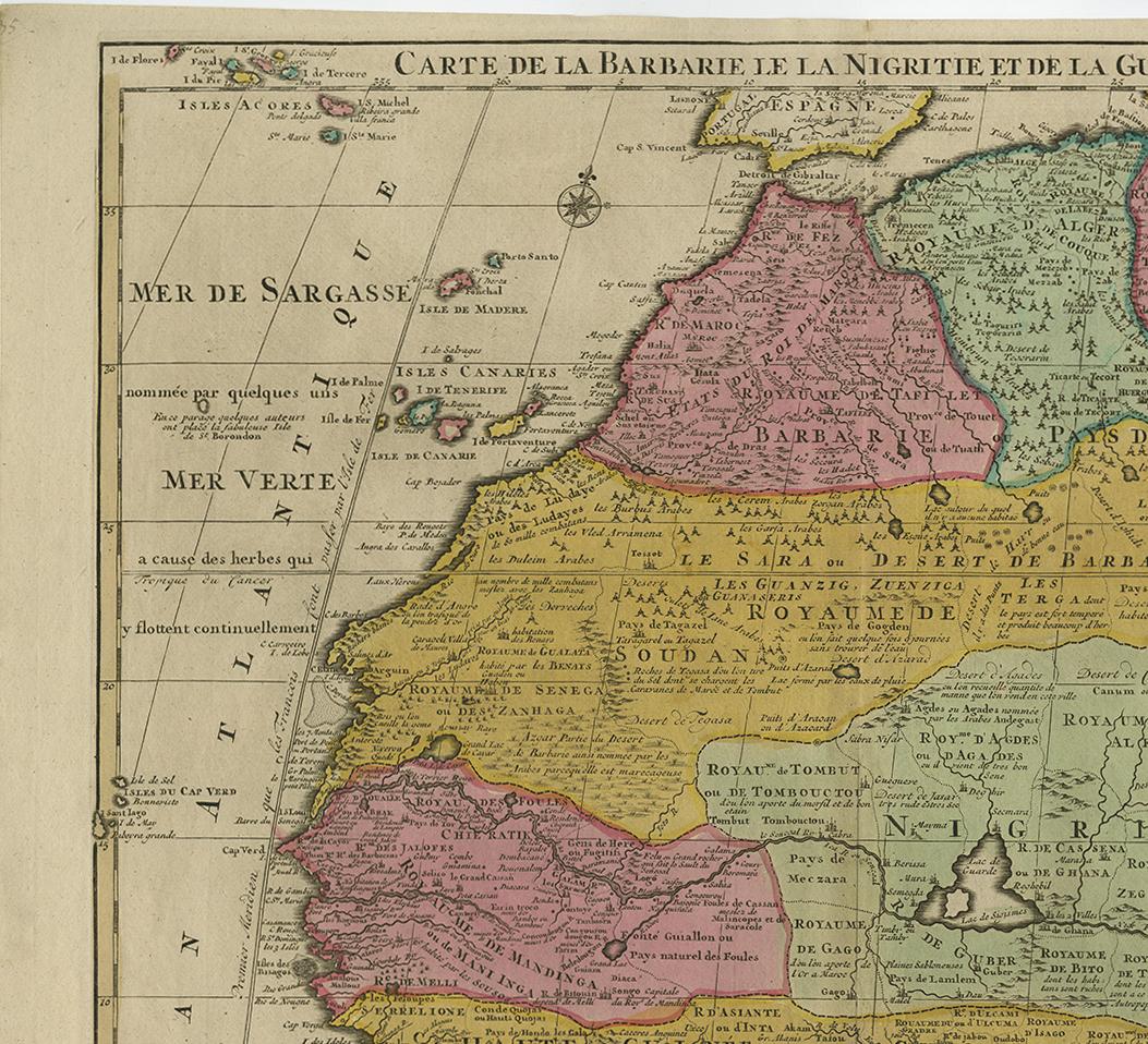 Carte ancienne d'Afrique du Nord et de l'Ouest par J.B. Elwe, 1792 Bon état - En vente à Langweer, NL