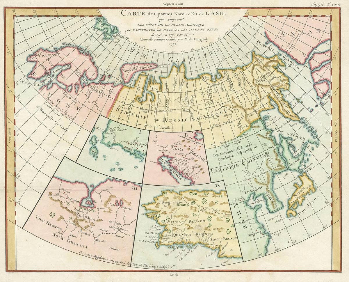 Antique Map of North Europe and East Asia by Vaugondy, circa 1750