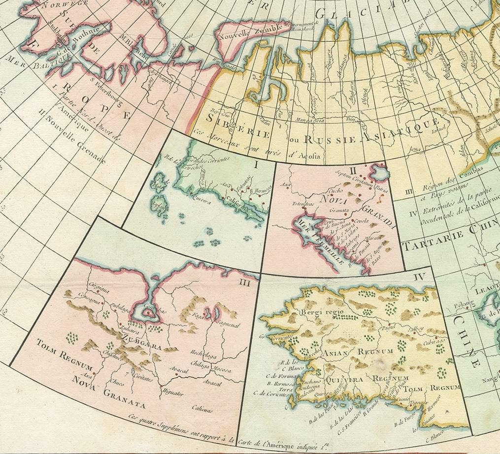Antique Map of North Europe and East Asia by Vaugondy, circa 1750