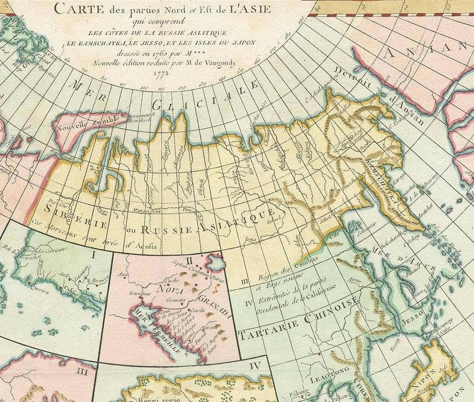 Antique Map of North Europe and East Asia by Vaugondy, circa 1750