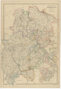 1859 Detailed Map of North West Germany with Bavaria Inset - Blackie's Atlas