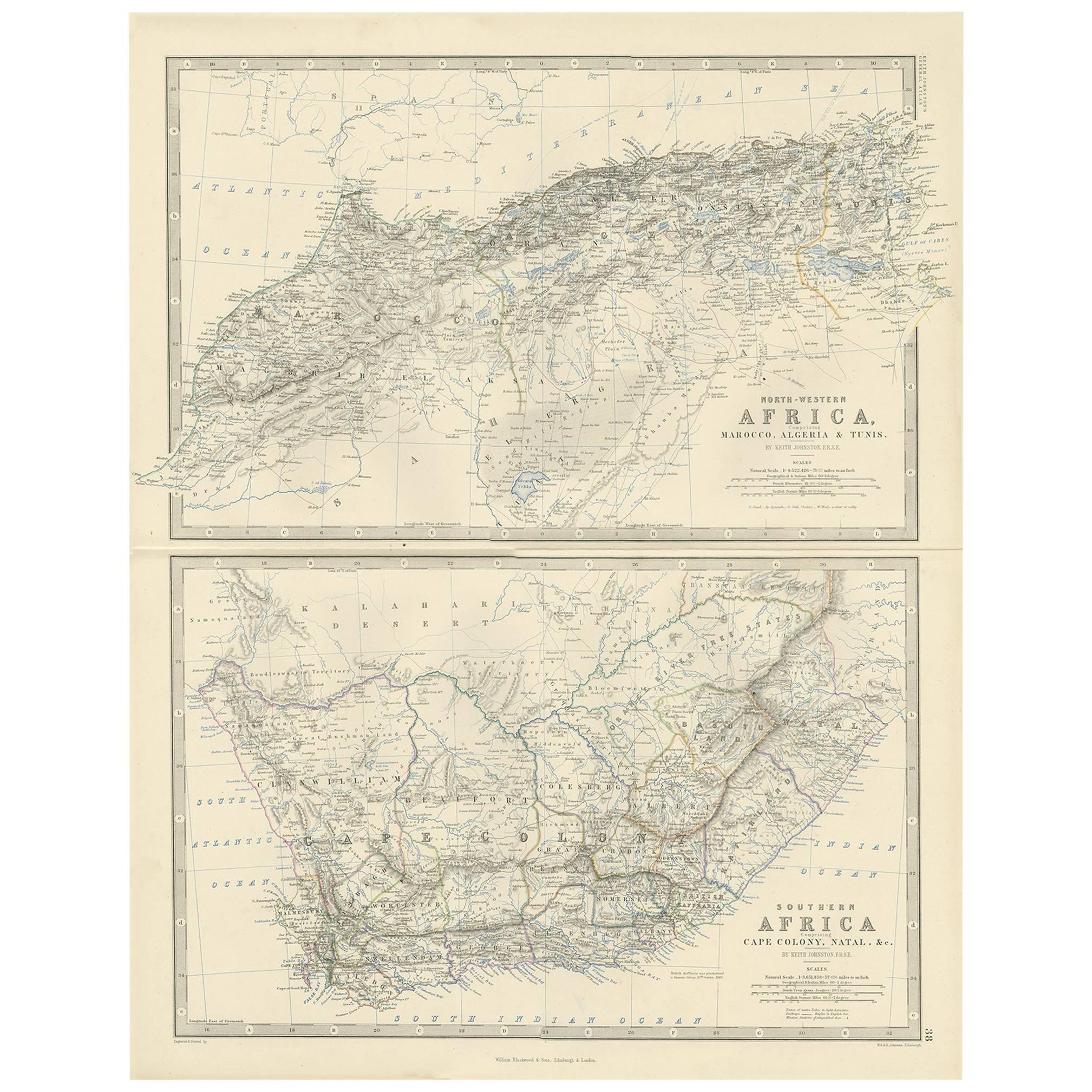 Antike Karte von Nord-West- und Südafrika von A.K. Johnston, 1865