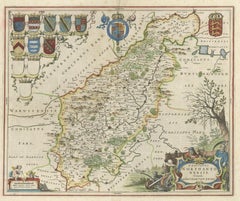 A Gold Highlighted Antique Map of Northamptonshire by Blaeu '1659'
