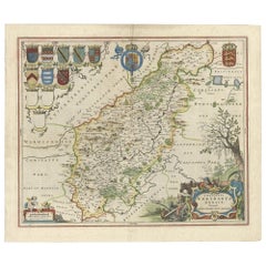 A Gold Highlighted Antique Map of Northamptonshire by Blaeu '1659'