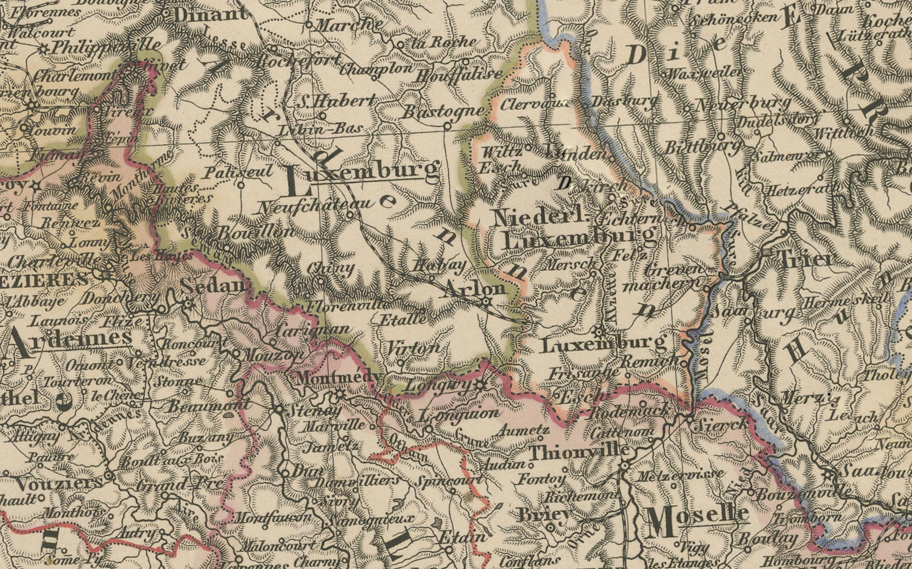 Mapa antiguo del noreste de Francia - Alsacia, Lorena y Champaña, 1858 en venta 1