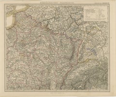 Mapa antiguo del noreste de Francia - Alsacia, Lorena y Champaña, 1858