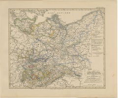 Mapa antiguo del noreste de Alemania - Estados de Sajonia y Prusia, 1858