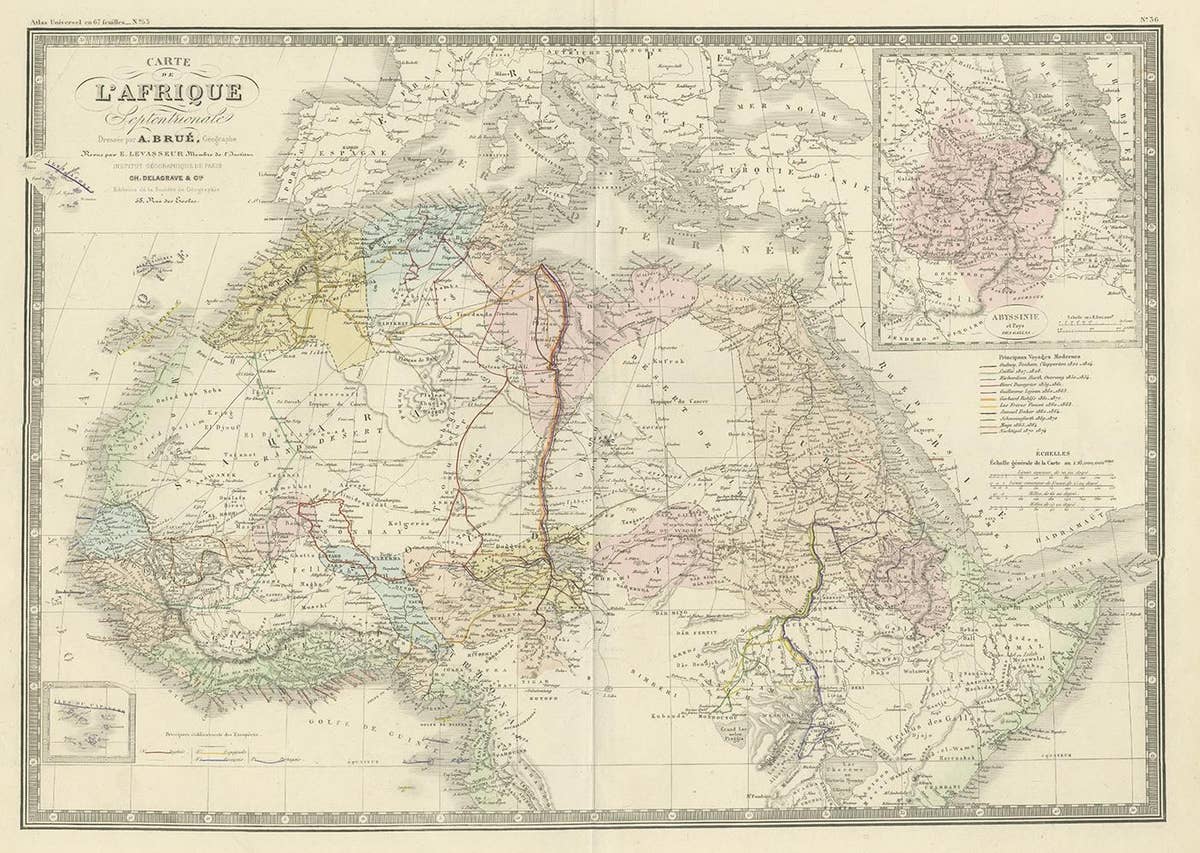 Antique Map of Northern Africa by Levasseur, '1875'