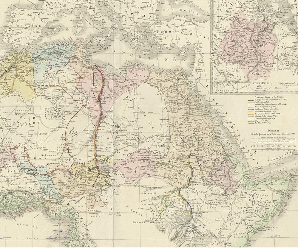 XIXe siècle Carte ancienne d'Afrique du Nord par Levasseur, 1875 en vente
