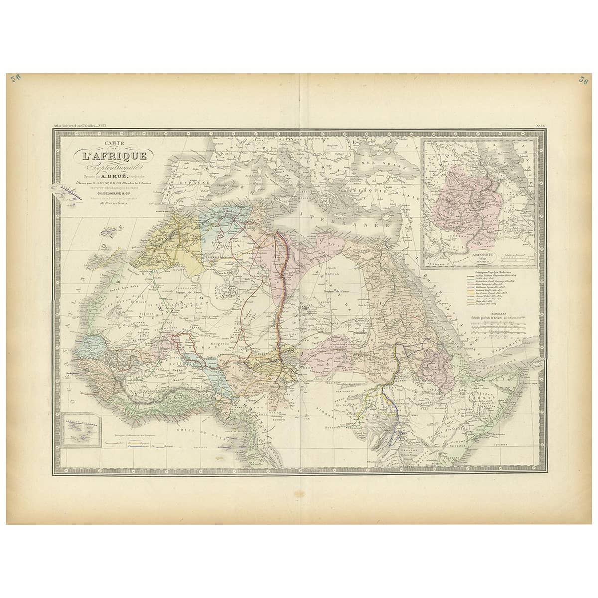 Antique Map of Northern Africa by Levasseur, '1875'