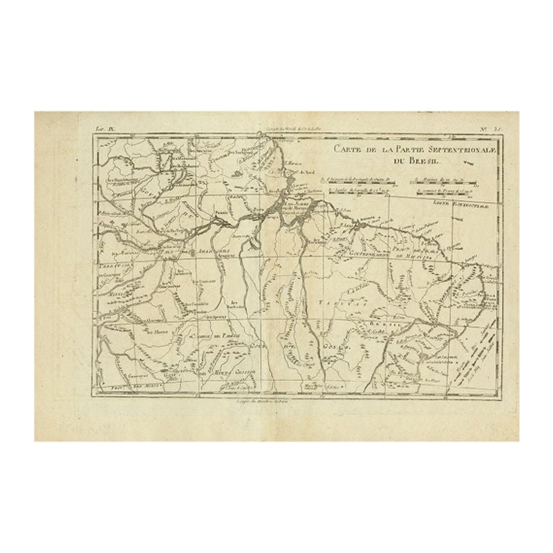 Carte ancienne du Brésil du Nord par Bonne, vers 1780