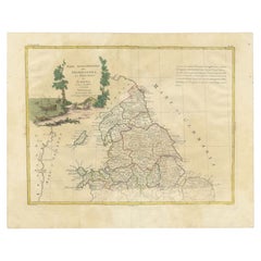 Carte ancienne de l'Angleterre du Nord et du Pays de Galles par Zatta, 1784
