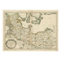 Antike Karte von Norddeutschland, einschließlich Schleswig-Holstein und Hamburg