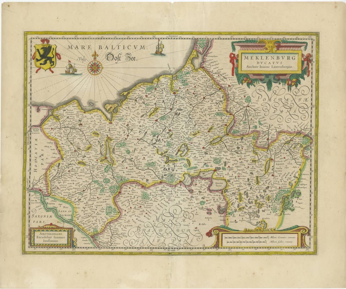 Antique Map of Northern Germany, showing the area of Mecklenburg-Vorpommern