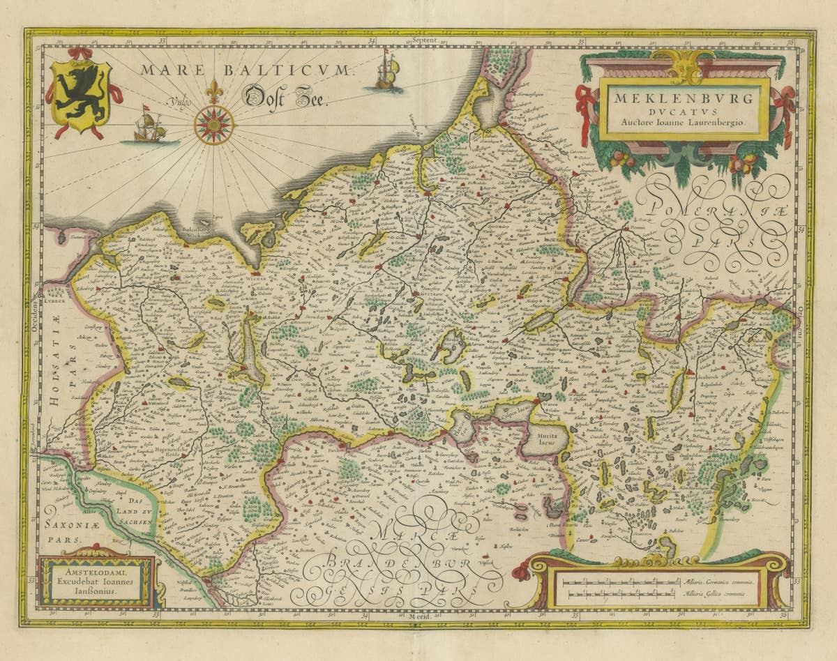 Antique Map of Northern Germany, showing the area of Mecklenburg-Vorpommern