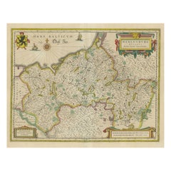 Carta geografica antica della Germania settentrionale, raffigurante l'area di Mecklenburg-Vorpommern