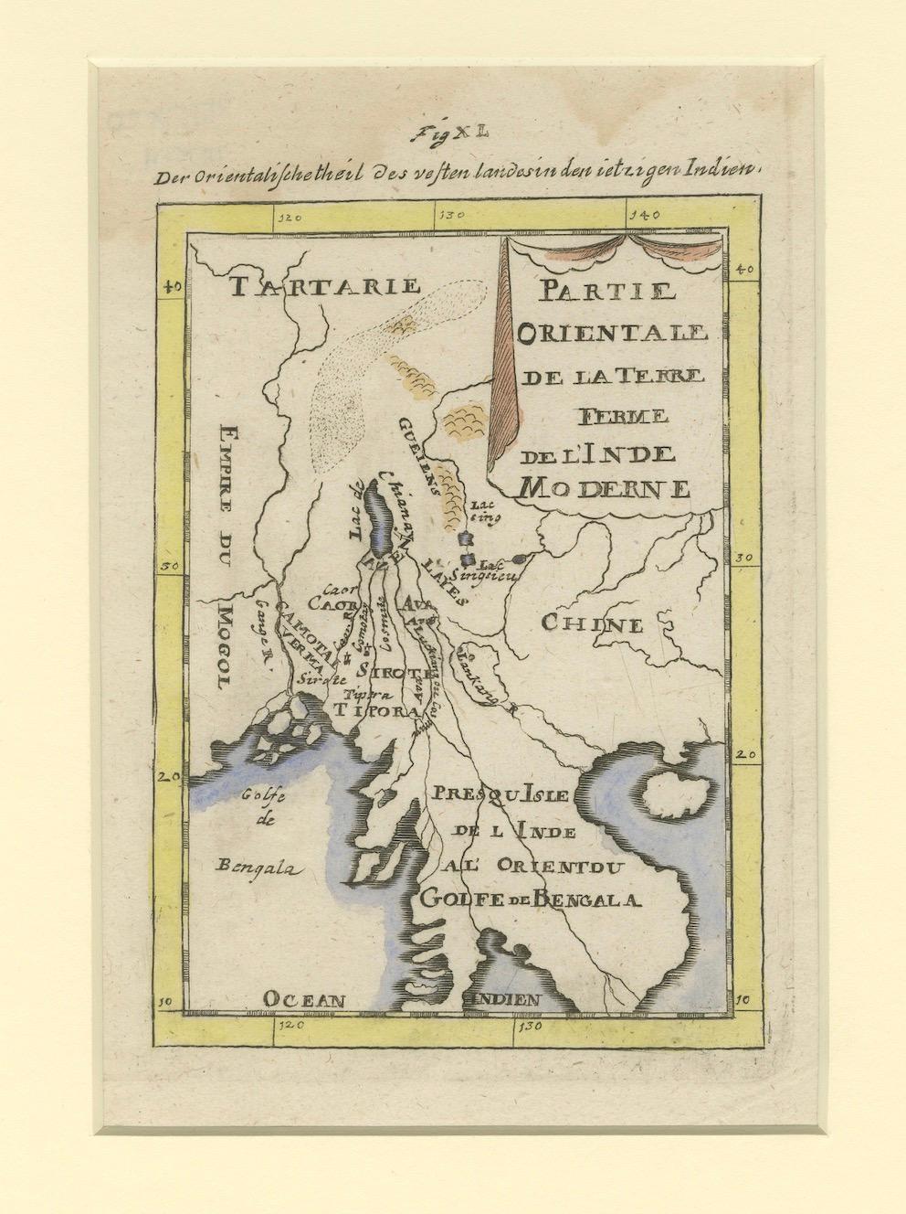 Antique Map of Northern India and the Bengal Gulf by Mallet, 1686 In Good Condition For Sale In Langweer, NL