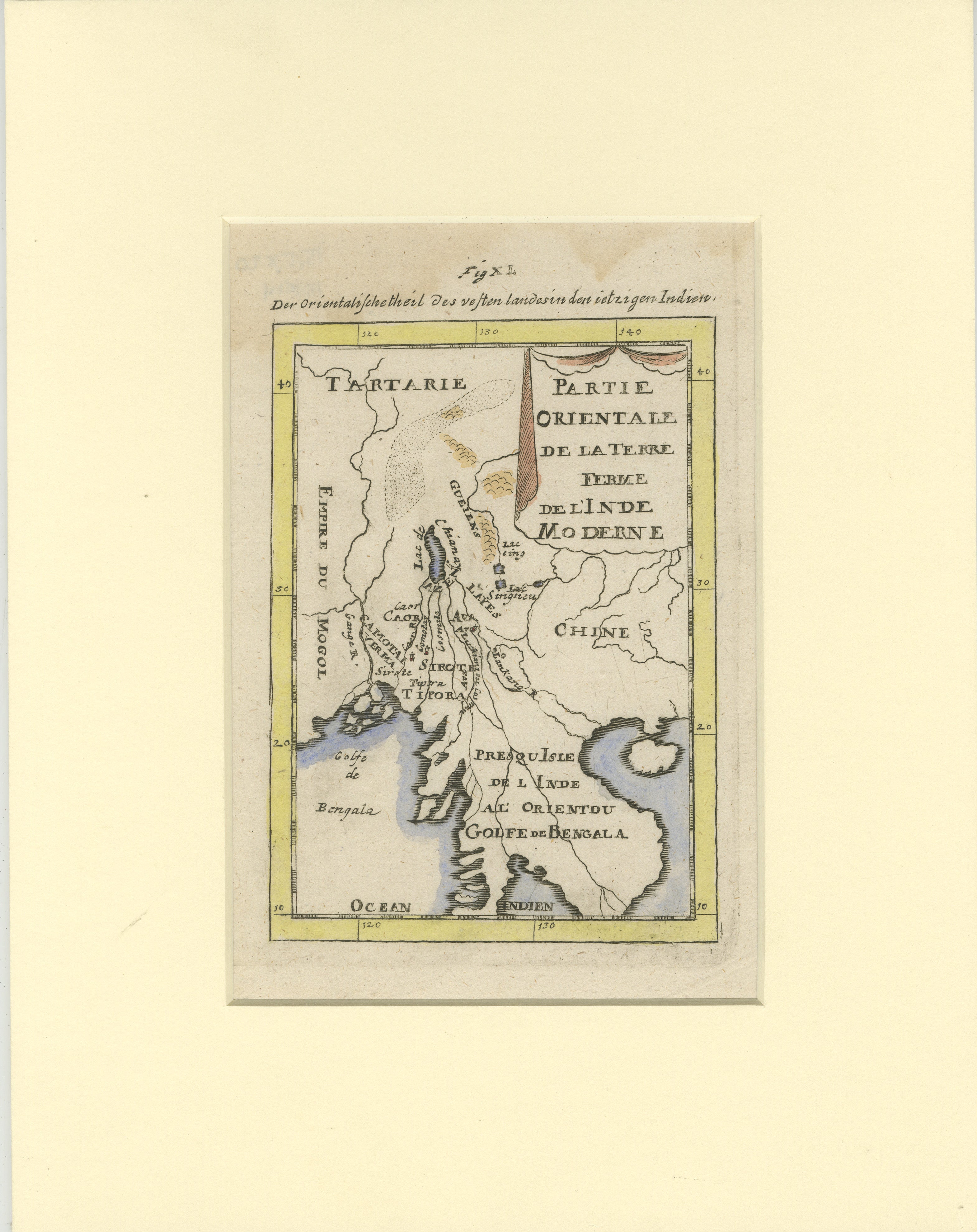 Carta antica dell'India settentrionale e del Golfo del Bengala di Mallet, 1686
