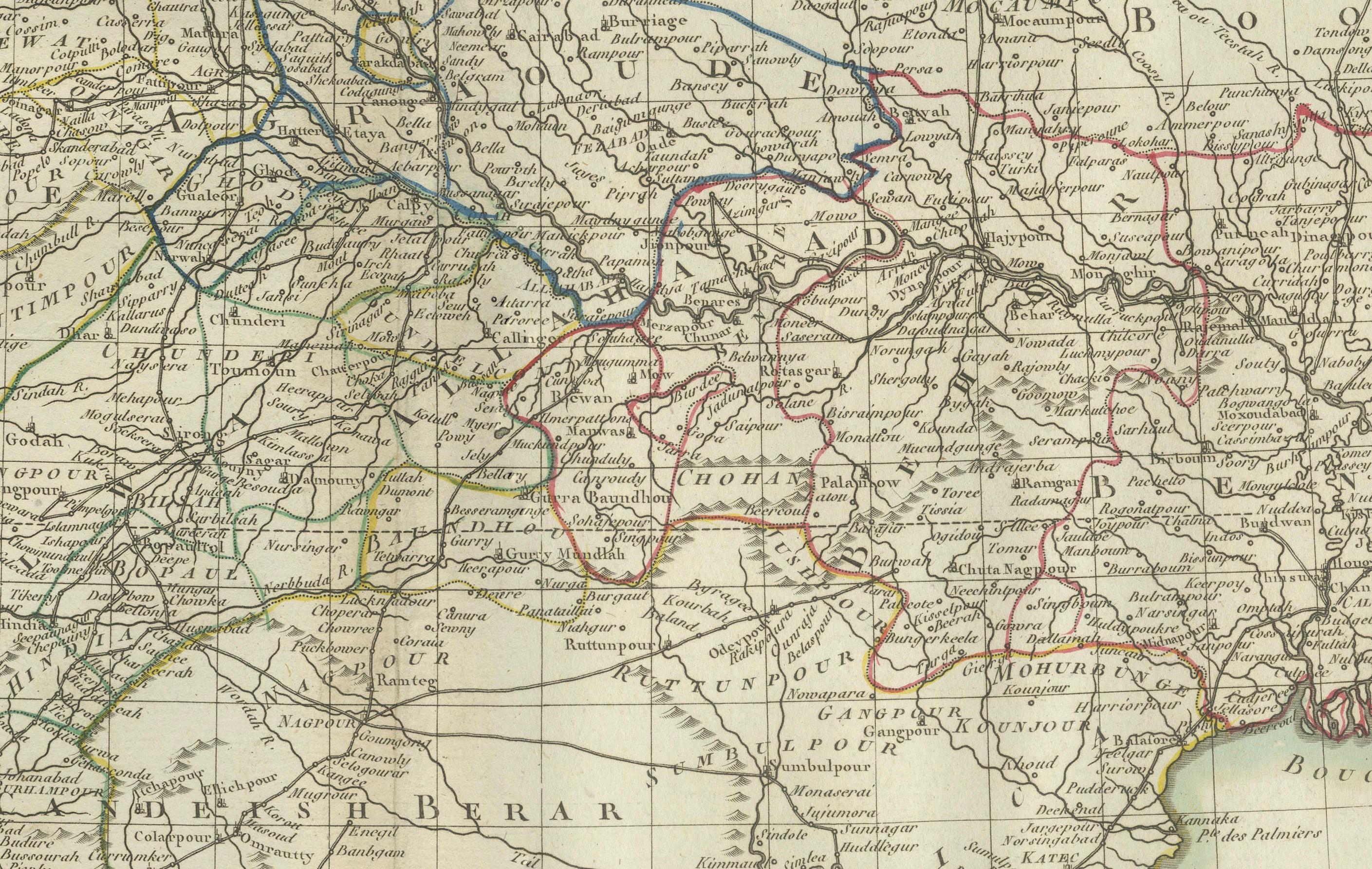 Engraved Antique Map of Northern India, Bengal, and Surrounding Regions by Tardieu, 1802 For Sale