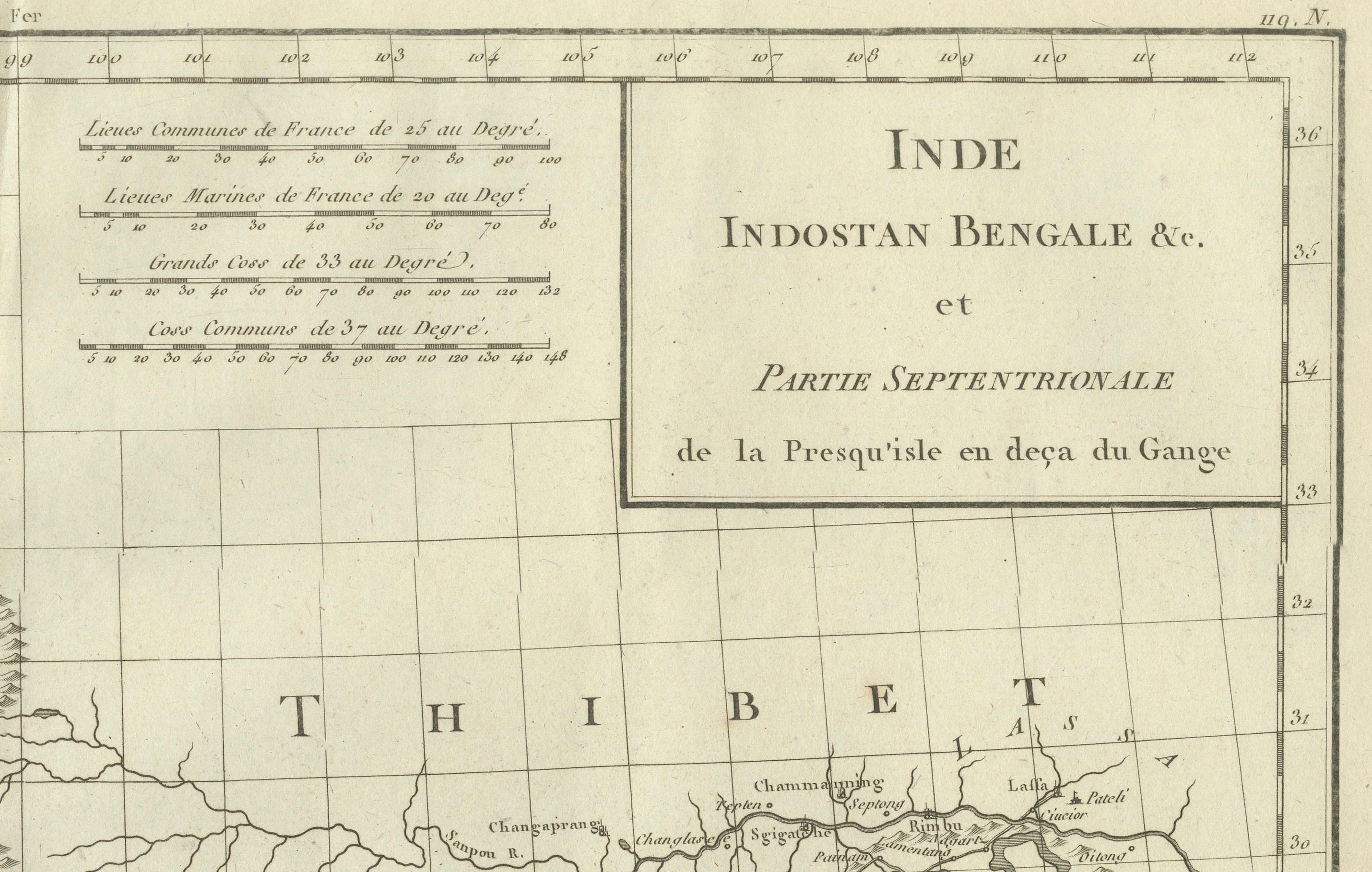 Antique Map of Northern India, Bengal, and Surrounding Regions by Tardieu, 1802 In Good Condition For Sale In Langweer, NL