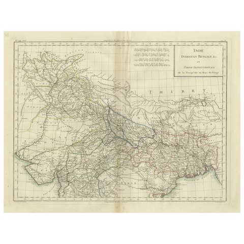 Antique Map of Northern India, Bengal, and Surrounding Regions by Tardieu, 1802