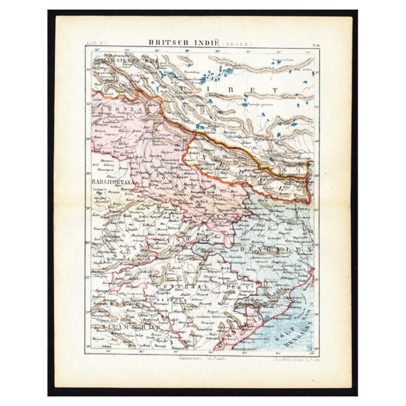 Antike Karte von Nordindien, „British Indies“, um 1880