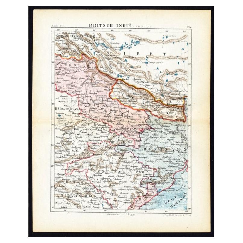 Antique Map of Northern India 'British Indies', C.1880