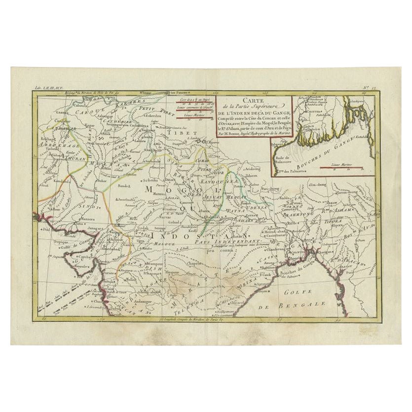 Carta geografica antica dell'India settentrionale di Bonne, 1780