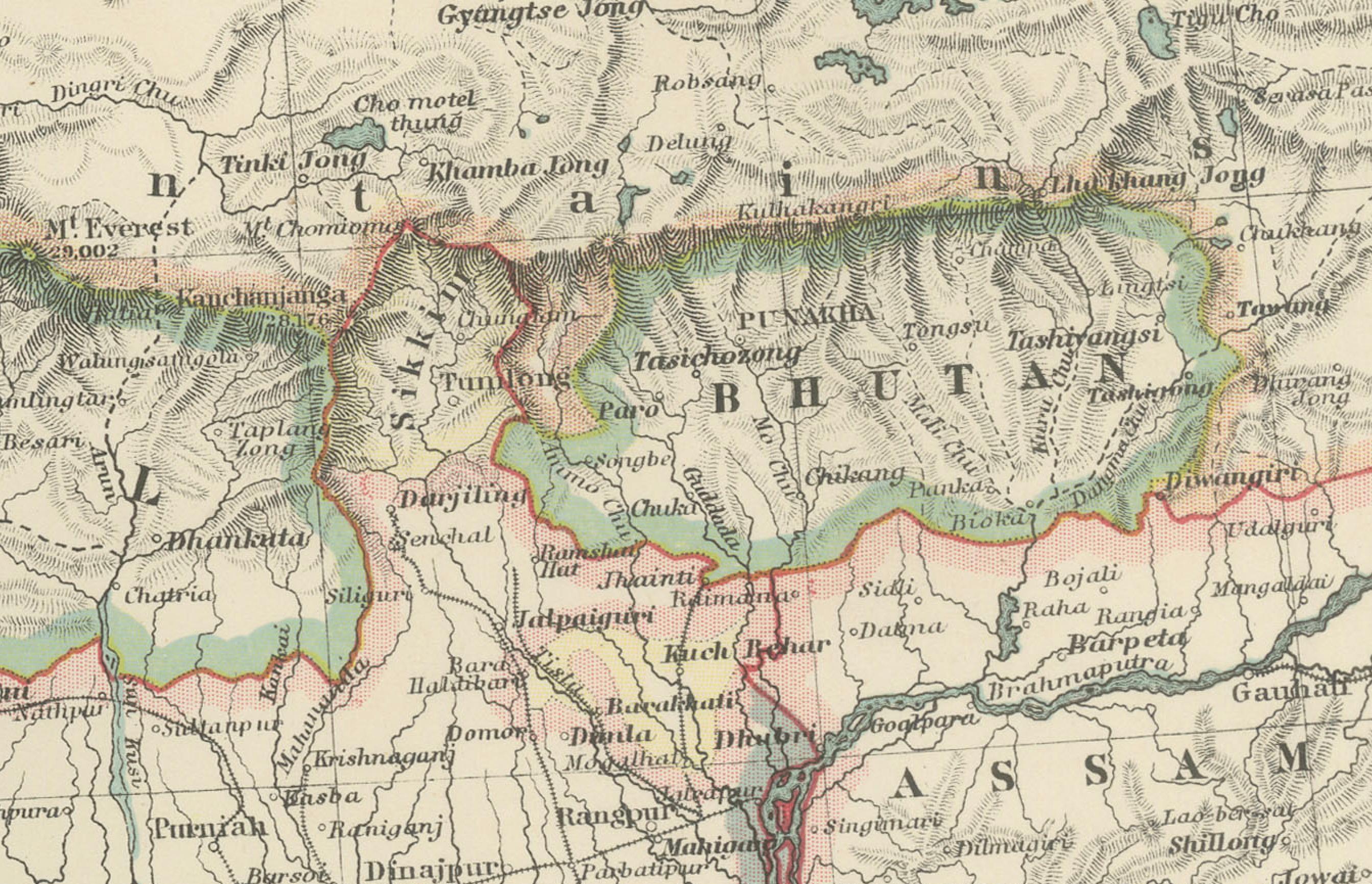Carte ancienne de l'Inde du Nord, 1903, avec les frontières provinciales et les détails de l'Himalaya

Cette carte ancienne, intitulée 