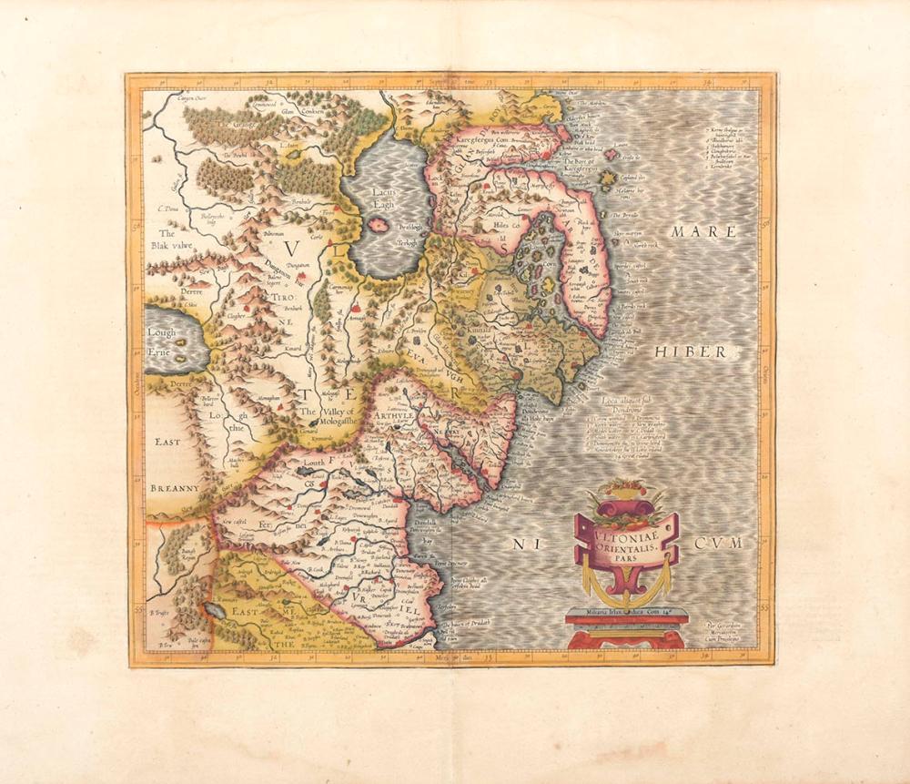 18th Century and Earlier Antique Map of Northern Ireland by Mercator/Hondius, Early 1600's For Sale