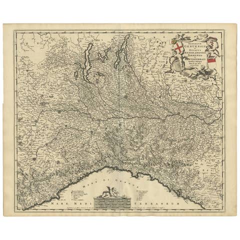 Antique Map of Northern Italy by F. de Wit, 1690