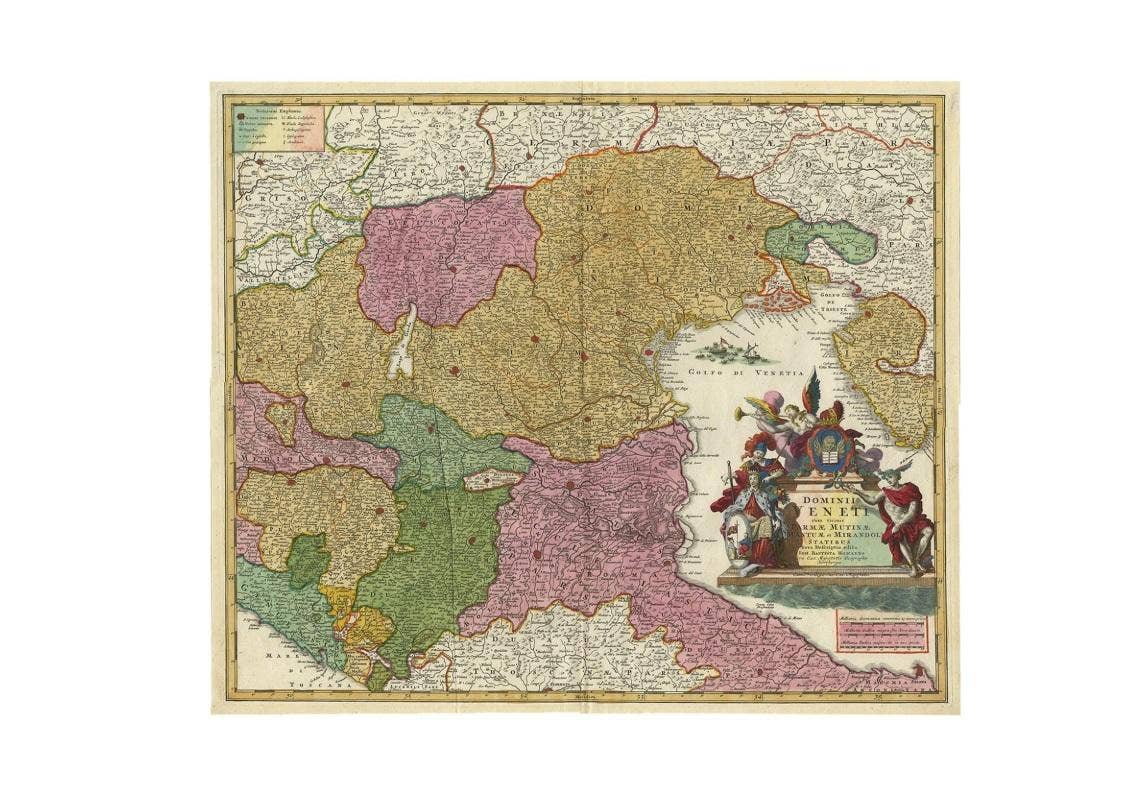 Stunning Antique Map of Northern Italy by J.B. Homann, circa 1745