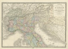 Antique Map of Northern Italy by Levasseur, 1875