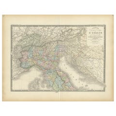 Antique Map of Northern Italy by Levasseur, 1875