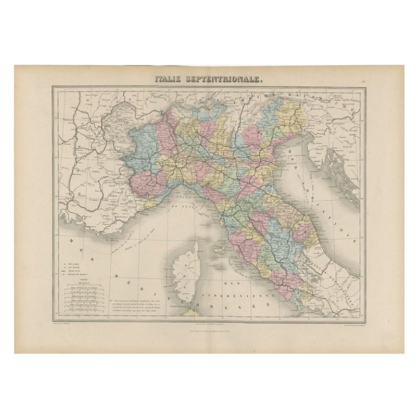 Carta geografica antica dell'Italia settentrionale di Migeon, 1880