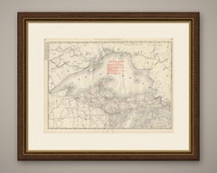 Antique Map of Northern Michigan and Lake Superior, Copper Country, 1899