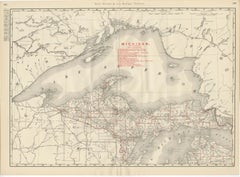 Antique Map of Northern Michigan and Lake Superior, Copper Country, 1899