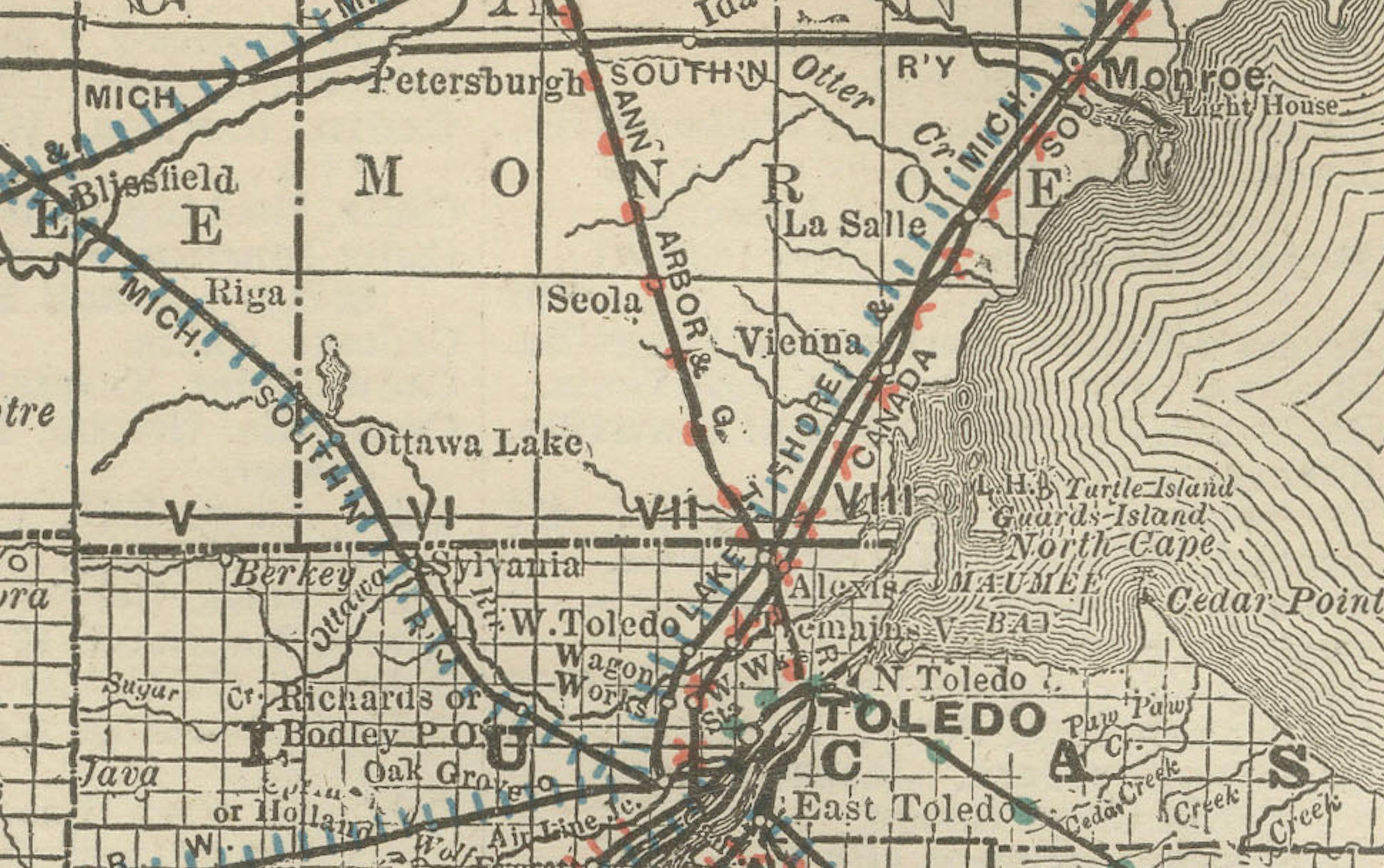 Antique Map of Northern Ohio – The Buckeye State with Railroads & Counties, 1888 For Sale 1