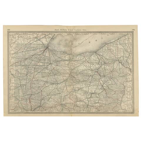Antique Map of Northern Ohio – The Buckeye State with Railroads & Counties, 1888