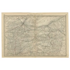 Antique Map of Northern Ohio – The Buckeye State with Railroads & Counties, 1888